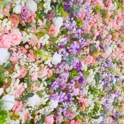 Luxe 5D Roses, Hydrangea & Babysbreath Floral Wall - Roll Up Curtain Style - Easy Install! Select Size