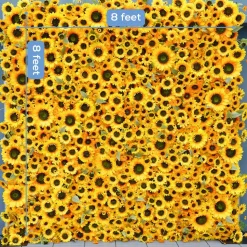 Luxe 5D Yellow Sunflower Floral Wall - Roll Up Curtain Style - Easy Install! Select Size