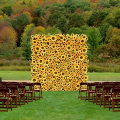 Luxe 5D Yellow Sunflower Floral Wall - Roll Up Curtain Style - Easy Install! Select Size