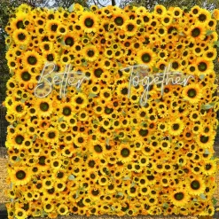 Luxe 5D Yellow Sunflower Floral Wall - Roll Up Curtain Style - Easy Install! Select Size