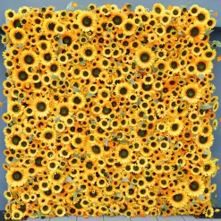 Luxe 5D Yellow Sunflower Floral Wall - Roll Up Curtain Style - Easy Install! Select Size
