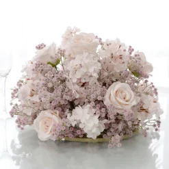LUXE Flower Ball Rose, Baby Breath & Gypsophila Table Centerpiece - Light Purple