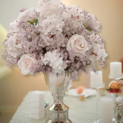 LUXE Flower Ball Rose, Baby Breath & Gypsophila Table Centerpiece - Light Purple
