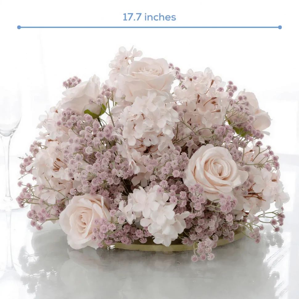 LUXE Flower Ball Rose, Baby Breath & Gypsophila Table Centerpiece - Light Purple