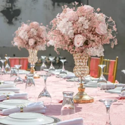 LUXE Flower Ball Rose, Baby Breath & Gypsophila Table Centerpiece - Pink