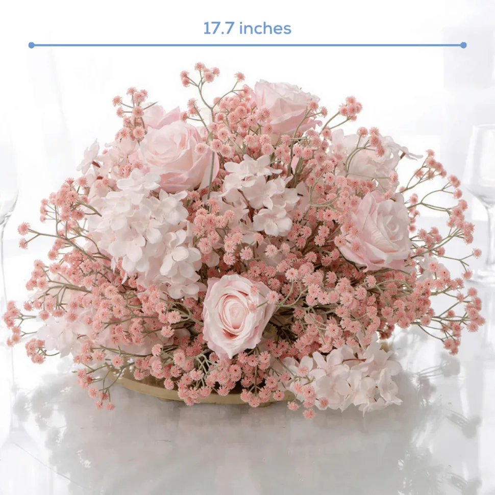 LUXE Flower Ball Rose, Baby Breath & Gypsophila Table Centerpiece - Pink