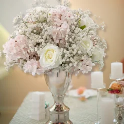 LUXE Flower Ball Rose, Baby Breath & Gypsophila Table Centerpiece - Pink White