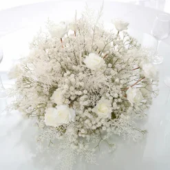 LUXE Flower Ball Rose, Baby Breath & Gypsophila Table Centerpiece - White