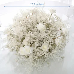 LUXE Flower Ball Rose, Baby Breath & Gypsophila Table Centerpiece - White