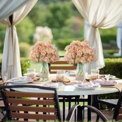 LUXE Flower Ball Rose, Baby Breath & Gypsophila Table Centerpiece - Orange