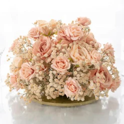 LUXE Flower Ball Rose, Baby Breath & Gypsophila Table Centerpiece - Orange
