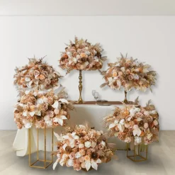 LUXE Golden & Blush Floral Mixed with Pampas Grass Table Centerpiece - Choose Your Size!