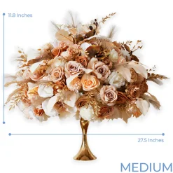 LUXE Golden & Blush Floral Mixed with Pampas Grass Table Centerpiece - Choose Your Size!