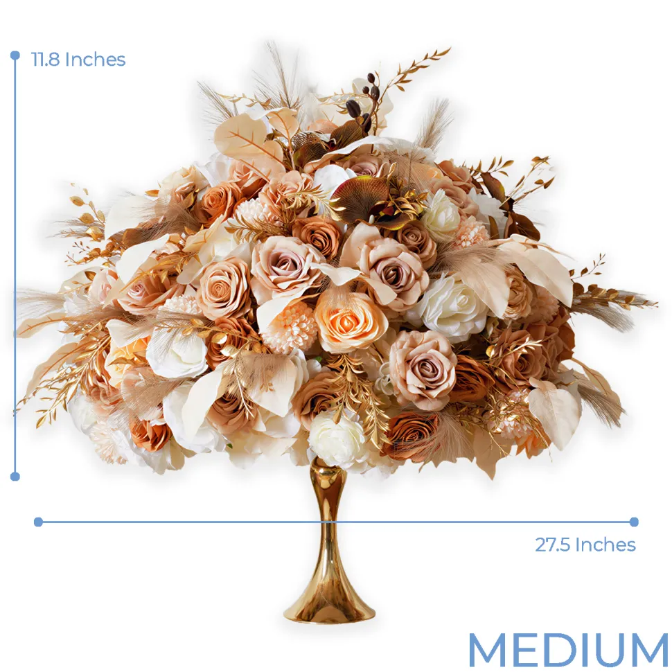 LUXE Golden & Blush Floral Mixed with Pampas Grass Table Centerpiece - Choose Your Size!