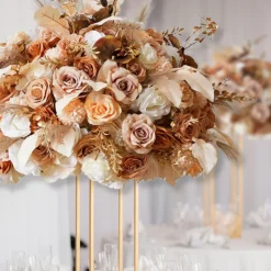 LUXE Golden & Blush Floral Mixed with Pampas Grass Table Centerpiece - Choose Your Size!