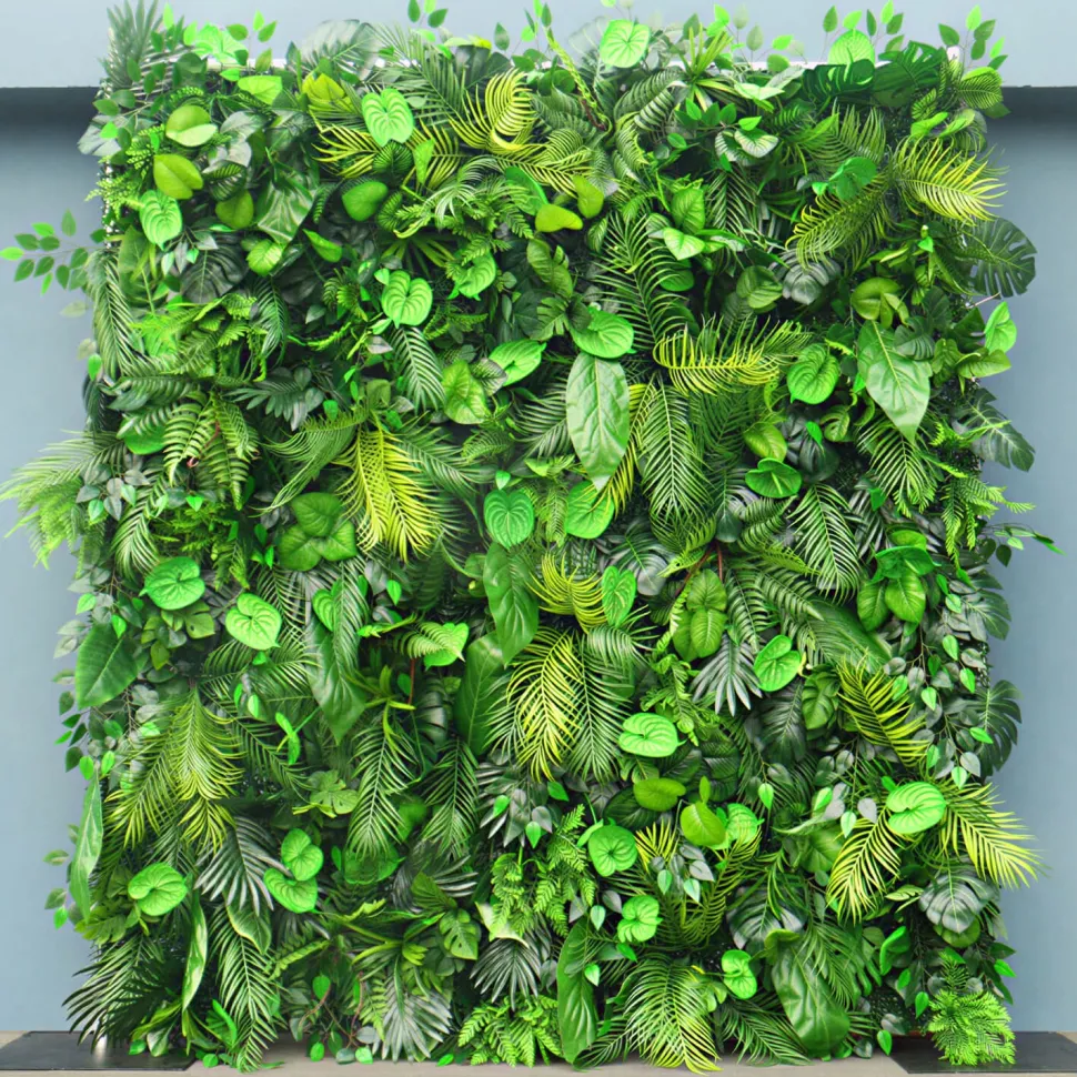 Luxe Green Leaves & Grass Floral Wall - Roll Up Curtain Style - Easy Install! Select Size