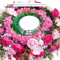 LUXE Hot Pink Rose & Green Eucalyptus Leaves Mixed Floral Table Centerpiece - 24 Inches