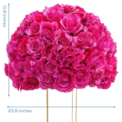 LUXE Hot Pink Rose Hydrangea Table Centerpiece - 24 Inches