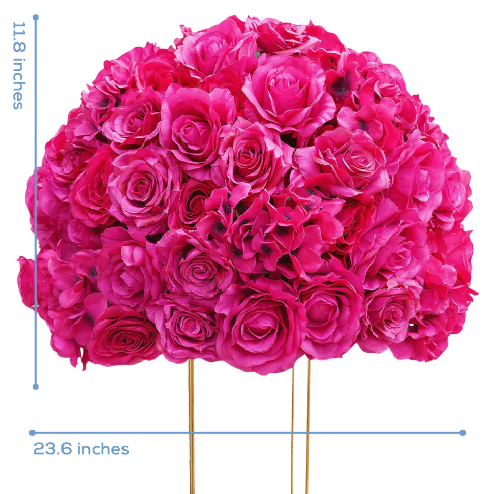LUXE Hot Pink Rose Hydrangea Table Centerpiece - 24 Inches
