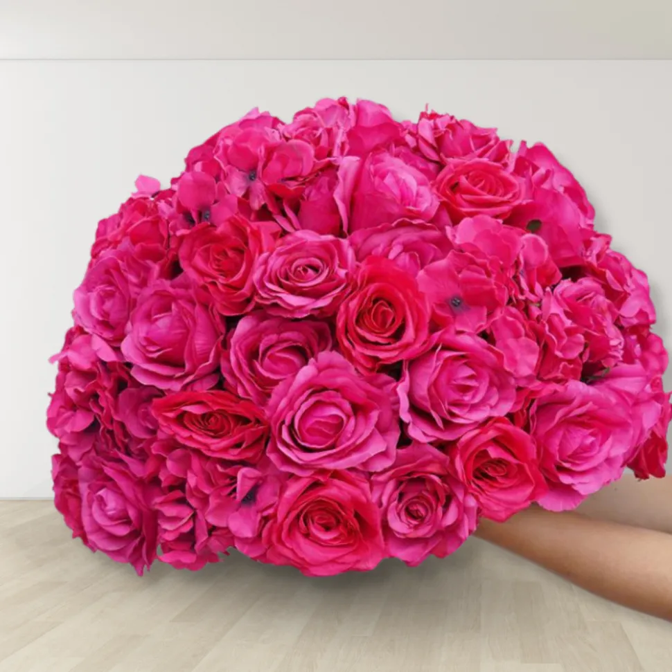 LUXE Hot Pink Rose Hydrangea Table Centerpiece - 24 Inches