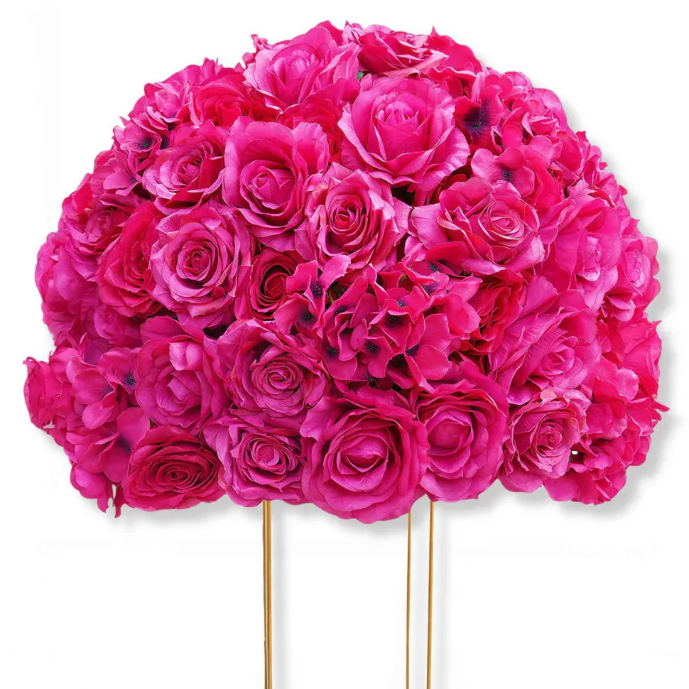 LUXE Hot Pink Rose Hydrangea Table Centerpiece - 24 Inches