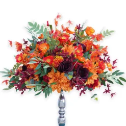 LUXE Orange & Burgundy & Green Eucalyptus Leaves Mixed Table Centerpiece - 24 Inches