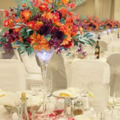 LUXE Orange & Burgundy & Green Eucalyptus Leaves Mixed Table Centerpiece - 24 Inches