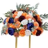 LUXE Orange & Royal Blue Rose Willow Leaves Mixed Table Centerpiece - 24 Inches