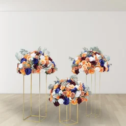 LUXE Orange & Royal Blue Rose Willow Leaves Mixed Table Centerpiece - 24 Inches