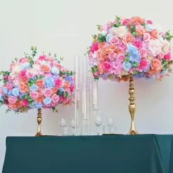 LUXE Pink & Blue Rose Hydrangea Mixed Table Centerpiece - 32 Inches