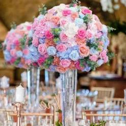 LUXE Pink & Blue Rose Hydrangea Mixed Table Centerpiece - 32 Inches