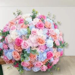 LUXE Pink & Blue Rose Hydrangea Mixed Table Centerpiece - 32 Inches