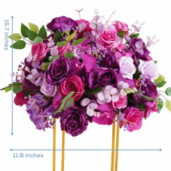LUXE Pink & Purple Mixed Floral Table Centerpiece - 16 Inches