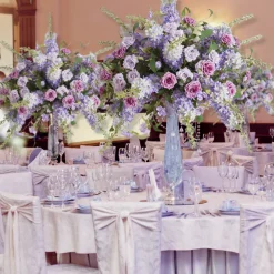 LUXE Pink & Purple Rose Pansies Hang Wisteria Mixed Table Centerpiece - 36 Inches