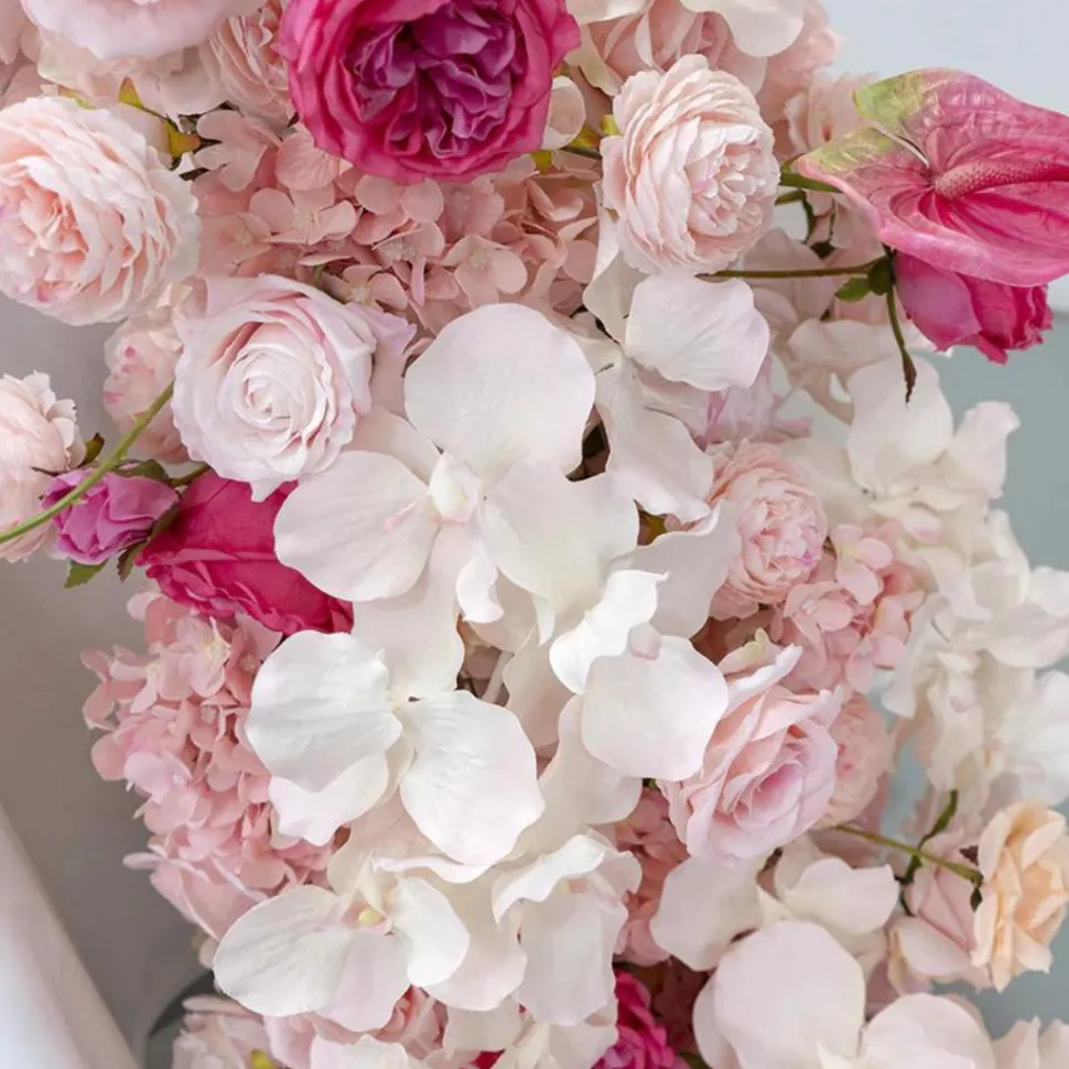 LUXE Pink & Red Orchid, Rose & Anthurium Mixed Table Runner - 79 Inches