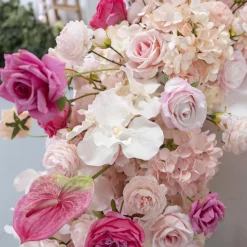 LUXE Pink & Red Orchid, Rose & Anthurium Mixed Table Runner - 79 Inches