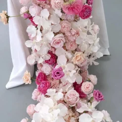 LUXE Pink & Red Orchid, Rose & Anthurium Mixed Table Runner - 79 Inches