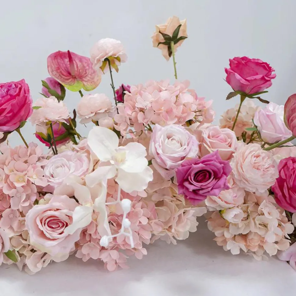 LUXE Pink & Red Orchid, Rose & Anthurium Mixed Table Runner - 79 Inches