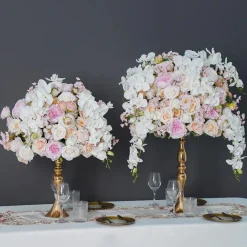 LUXE Pink, White & Champagne Rose & Orchid Mixed Table Centerpiece - Choose Your Size!