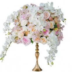 LUXE Pink, White & Champagne Rose & Orchid Mixed Table Centerpiece - Choose Your Size!