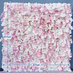 Luxe Pink & White Cherry Blossom Floral Wall - Roll Up Curtain Style - Easy Install! Select Size