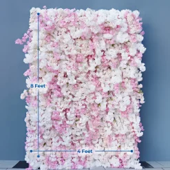 Luxe Pink & White Cherry Blossom Floral Wall - Roll Up Curtain Style - Easy Install! Select Size