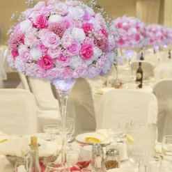 LUXE Pink & White Rose & Baby‘s Breath Table Centerpiece - Choose Your Size!
