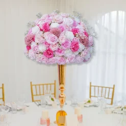 LUXE Pink & White Rose & Baby‘s Breath Table Centerpiece - Choose Your Size!