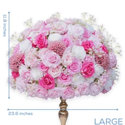 LUXE Pink & White Rose & Baby‘s Breath Table Centerpiece - Choose Your Size!