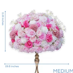 LUXE Pink & White Rose & Baby‘s Breath Table Centerpiece - Choose Your Size!