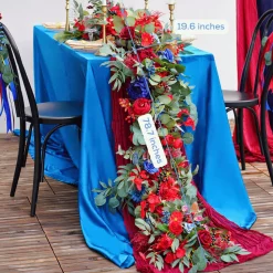 LUXE Red & Blue Rose & Greenery Mixed Table Runner - 82 Inches