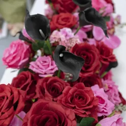 LUXE Red & Purple Rose & Orchid Mixed Table Runner - 95 Inches