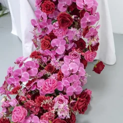 LUXE Red & Purple Rose & Orchid Mixed Table Runner - 95 Inches