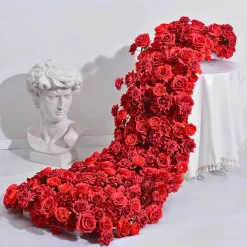 LUXE Romantic Red Rose Table Runner - 78 Inches